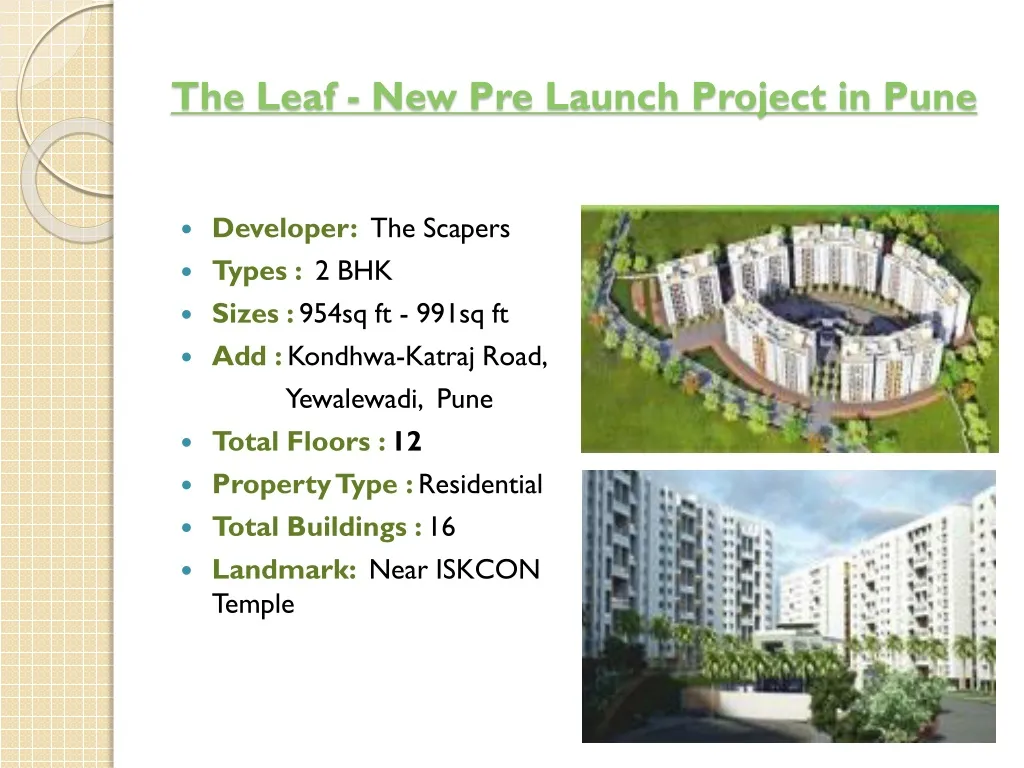 the leaf new pre launch project in pune