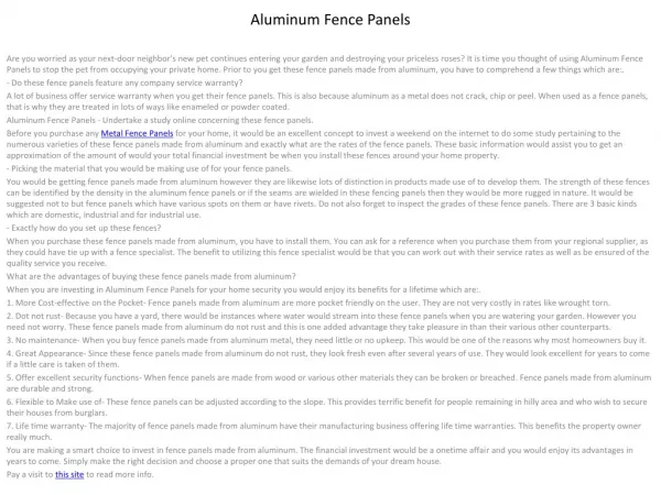 Aluminum Fence Panels