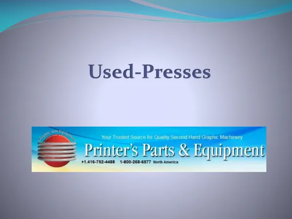 Printer's Parts and Equipments