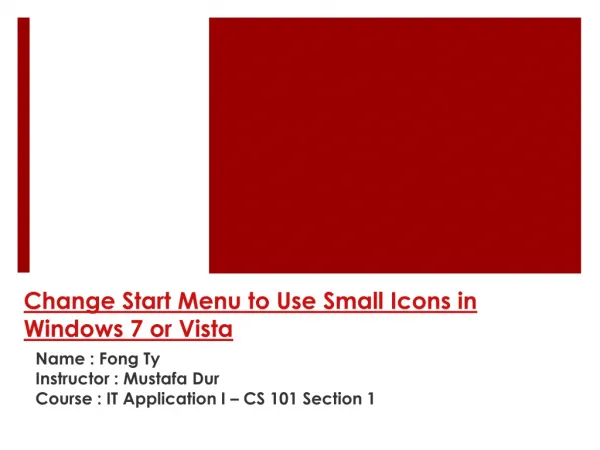 Change Start Menu to Use Small Icons in Windows 7 or Vista