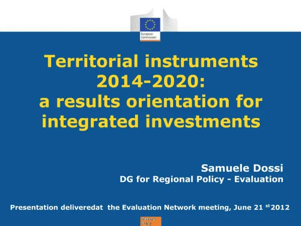 Territorial instruments 2014-2020: a results orientation for integrated investments