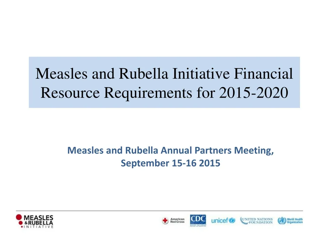 measles and rubella initiative financial resource requirements for 2015 2020