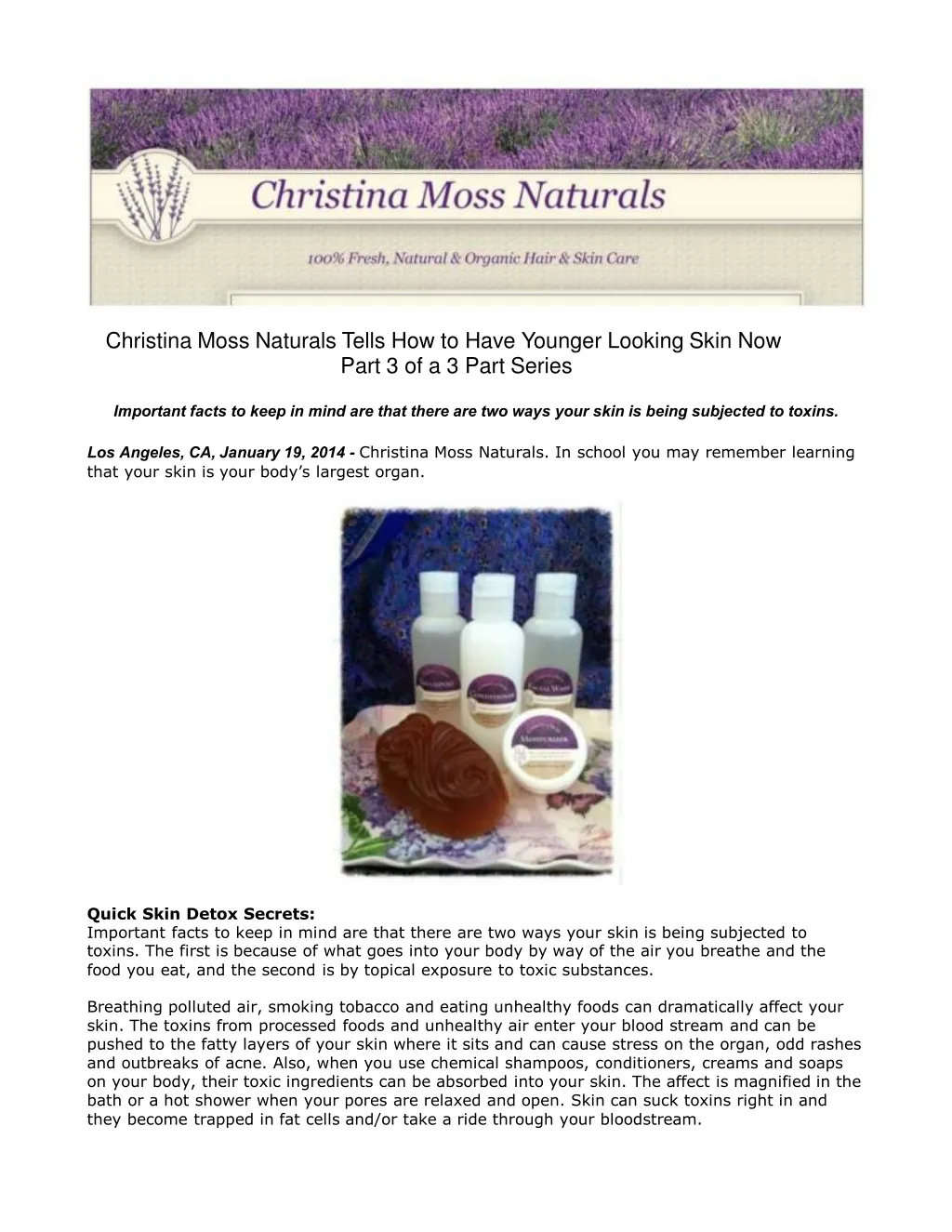 christina moss naturals tells how to have younger