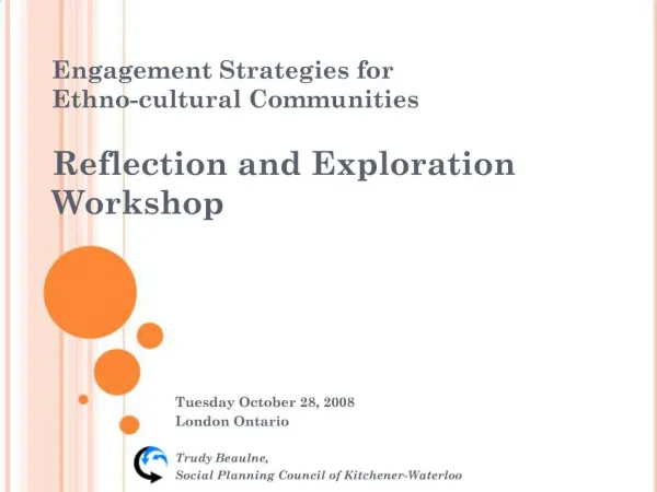 Engagement Strategies for Ethno-cultural Communities Reflection and Exploration Workshop