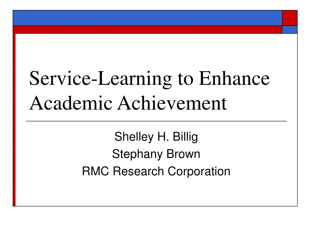 service learning to enhance academic achievement