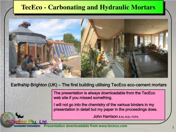 TecEco - Carbonating and Hydraulic Mortars