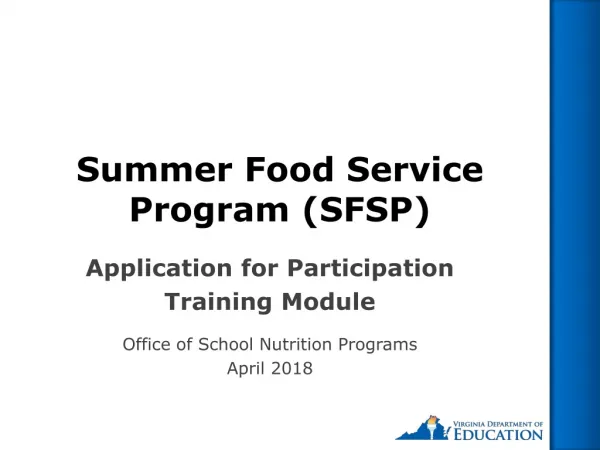 Summer Food Service Program (SFSP)