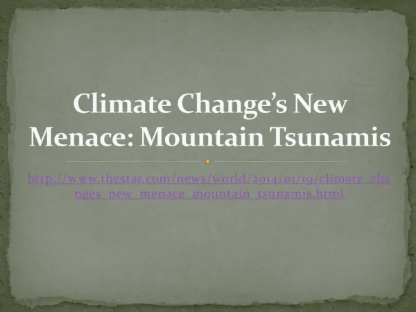 Climate Change’s New Menace: Mountain Tsunamis