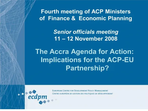 fourth meeting of acp ministers of finance economic planning senior officials meeting 11 12 november 2008
