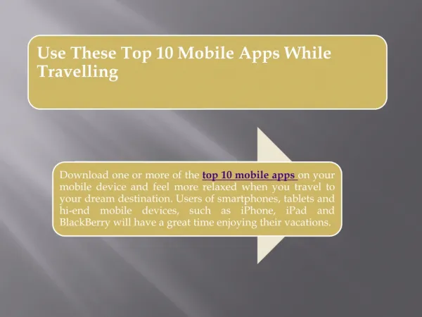 Use These Top 10 Mobile Apps While Travelling