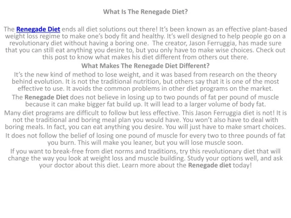 renegade diet pdf