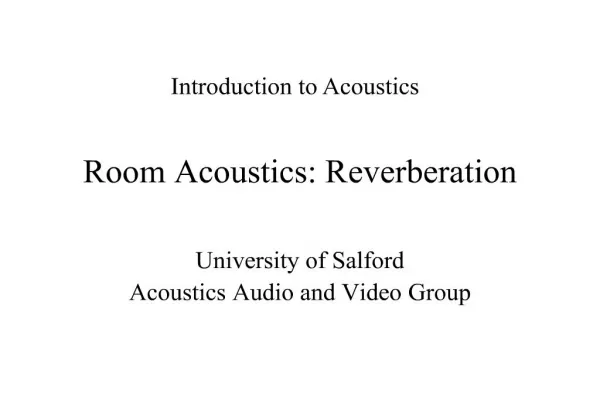 room acoustics: reverberation