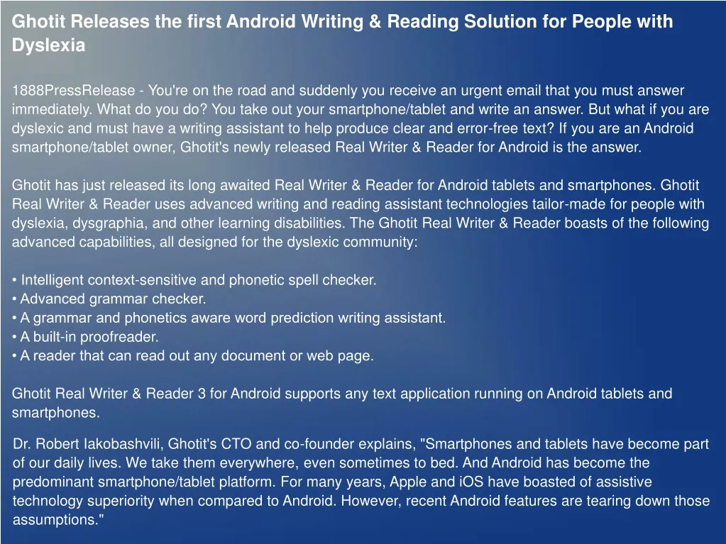 ghotit releases the first android writing reading