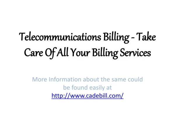 Telecommunications Billing -Take Care of Your Billing Servic