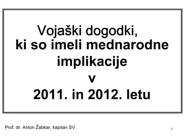 Voja ki dogodki, ki so imeli mednarodne implikacije v 2011. in 2012. letu