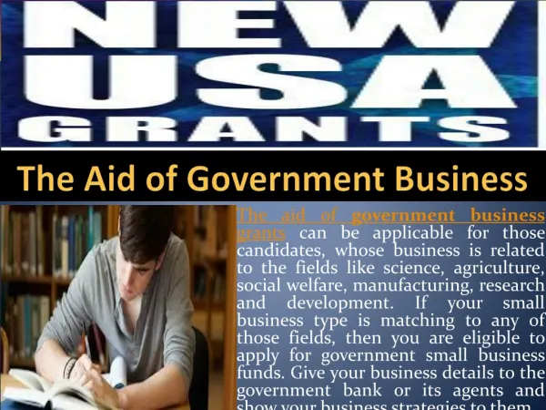 The Aid of Government Business Grants