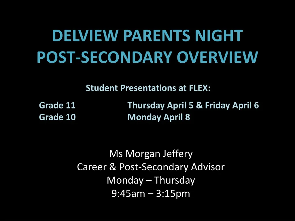 delview parents night post secondary overview