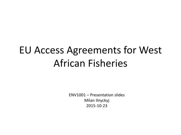EU Access Agreements for West African Fisheries