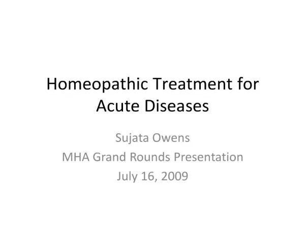 homeopathic treatment for acute diseases