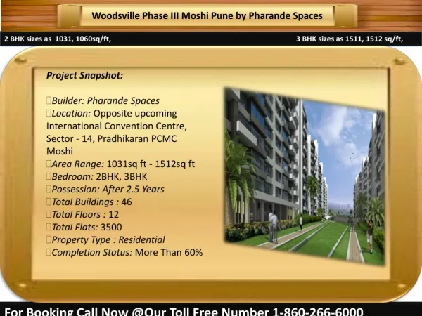 Woodsville Phase 3 Moshi Pune by Pharande Spaces, Call 90287