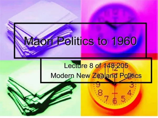 maori politics to 1960