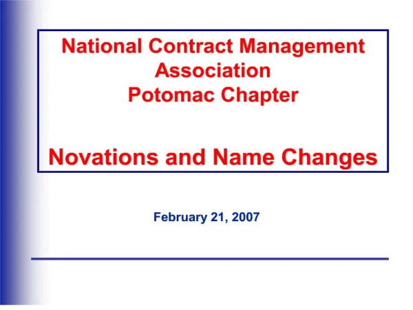 national contract management association potomac chapter novations and name changes
