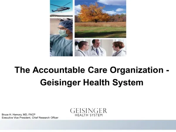 the accountable care organization - geisinger health system