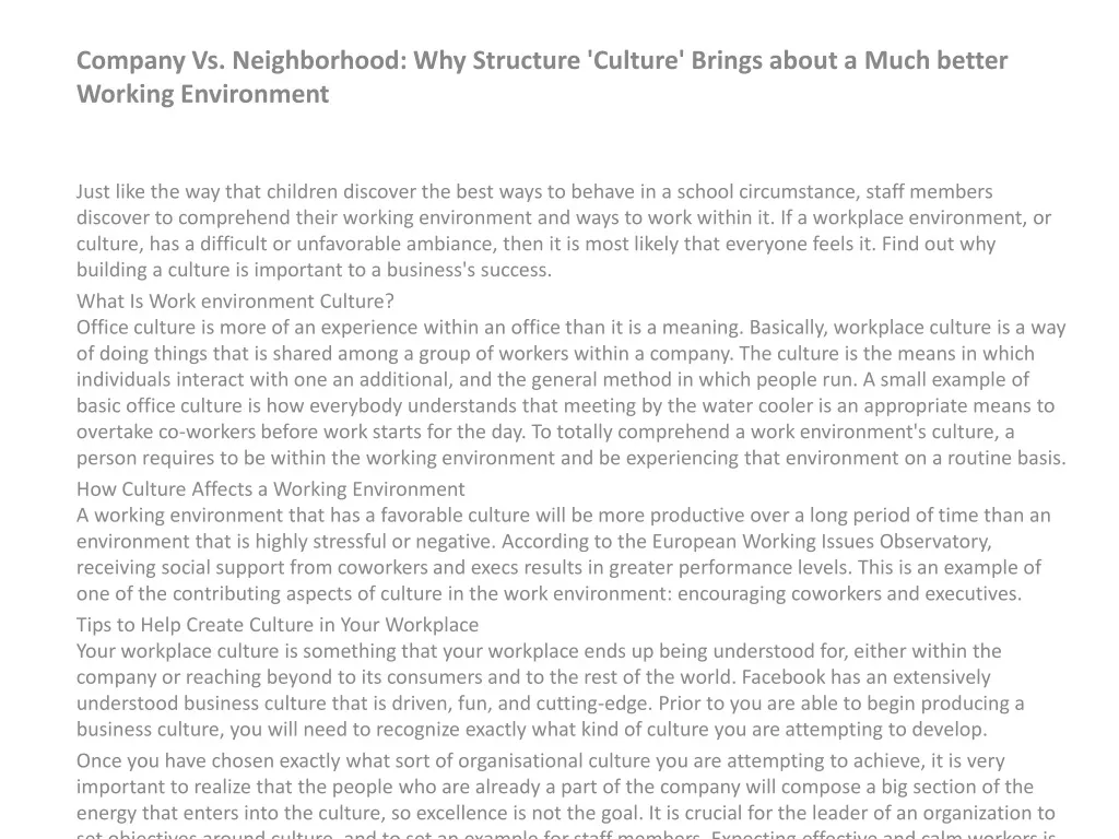 company vs neighborhood why structure culture