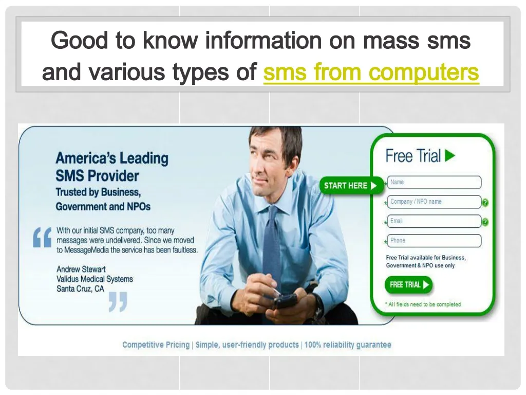 good to know information on mass sms and various
