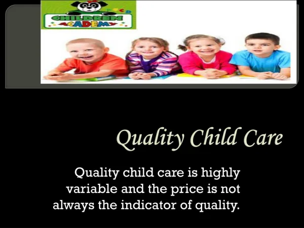 Quality Child Care