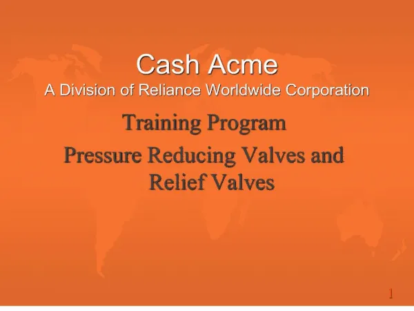 cash acme a division of reliance worldwide corporation