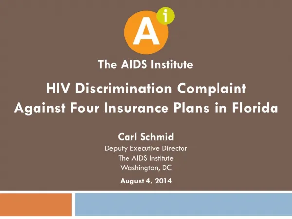 HIV Discrimination Complaint Against Four Insurance Plans in Florida