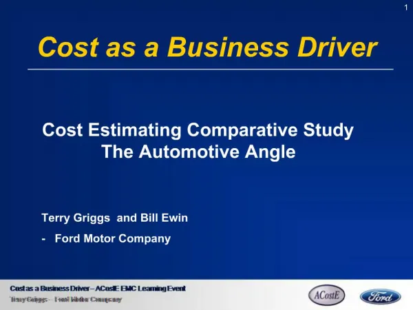 Cost as a Business Driver