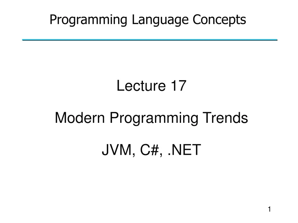 lecture 17 modern programming trends jvm c net