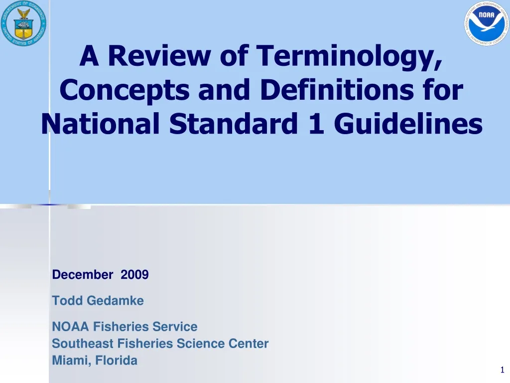 a review of terminology concepts and definitions for national standard 1 guidelines