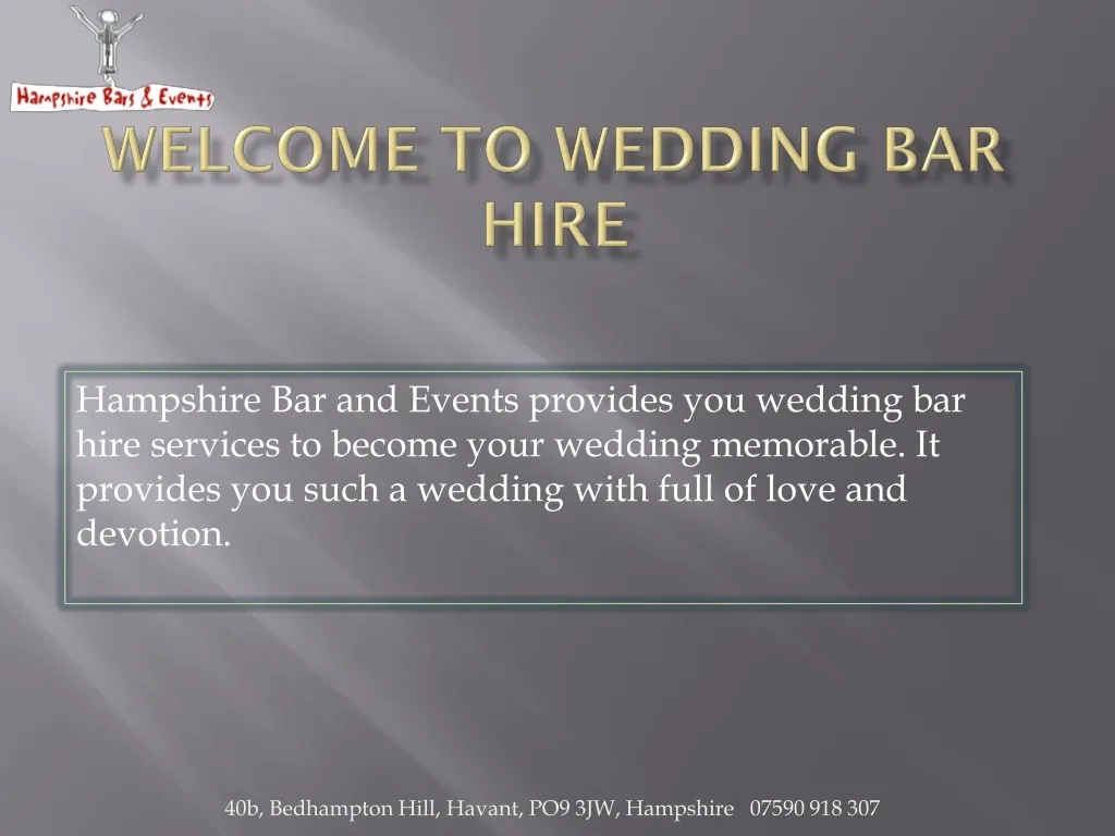 welcome to wedding bar hire