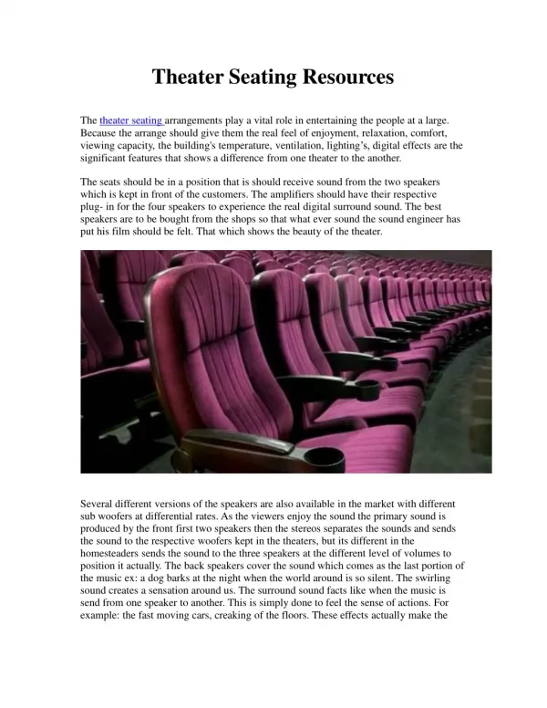 Theater Seating Resources