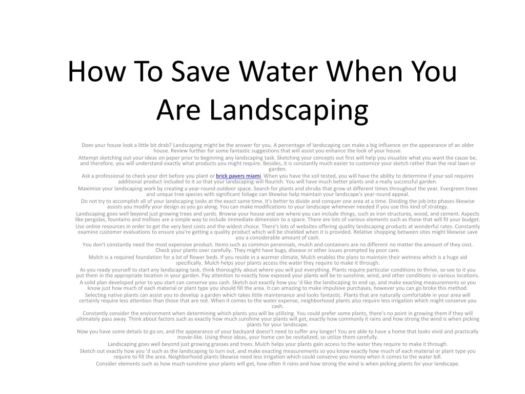 how to save water when you are landscaping