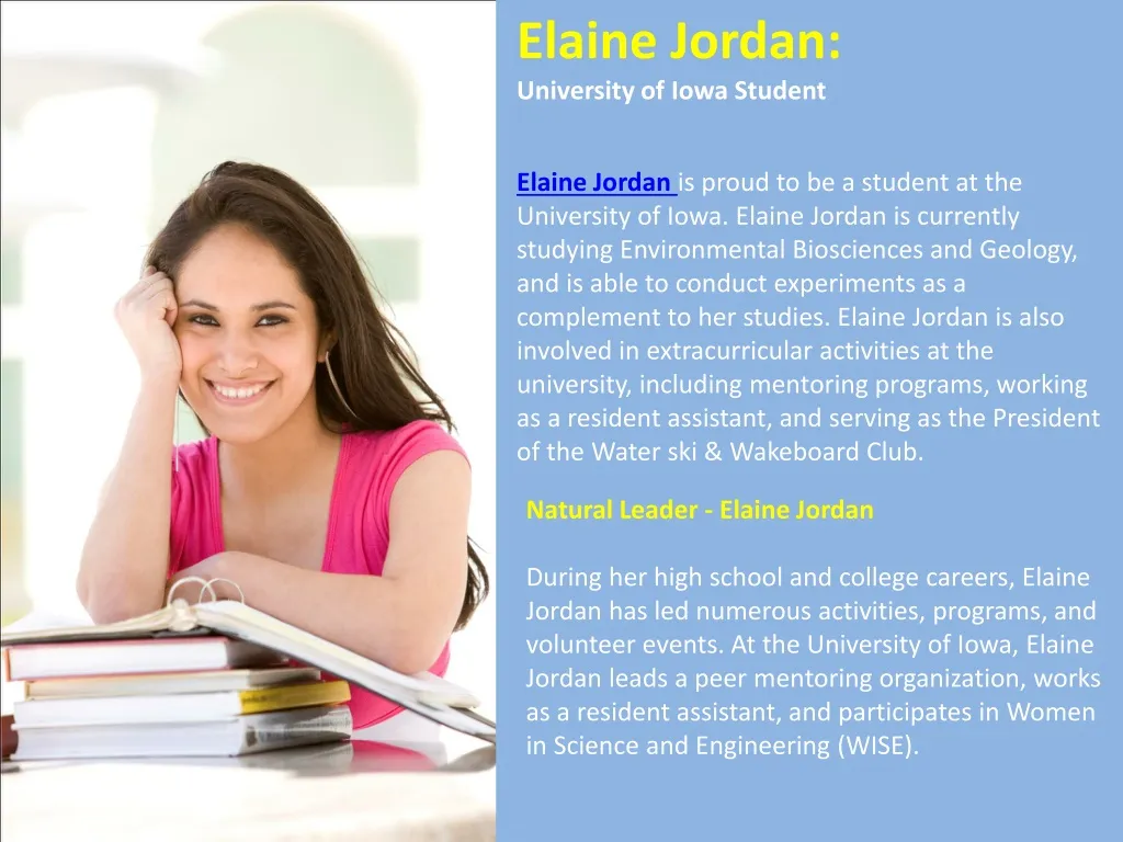 elaine jordan university of iowa student