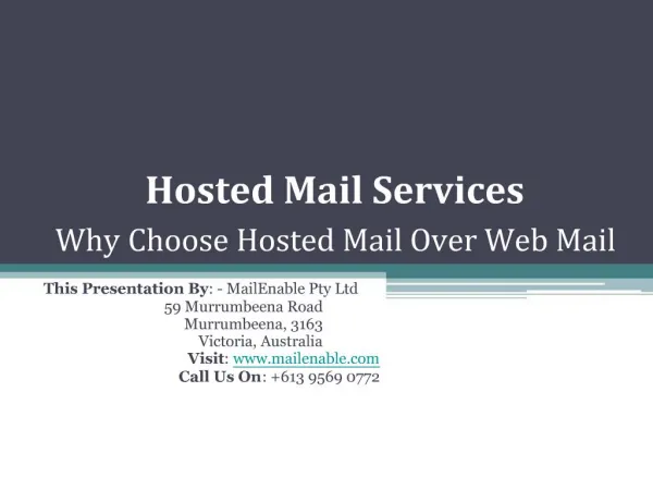 Hosted Mail Services - Choose Hosted Mail Over Web Mail