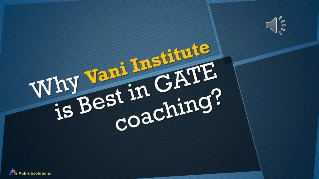 why vani institute is best in gate coaching
