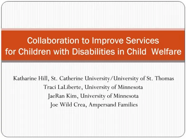 Collaboration to Improve Services for Children with Disabilities in Child Welfare