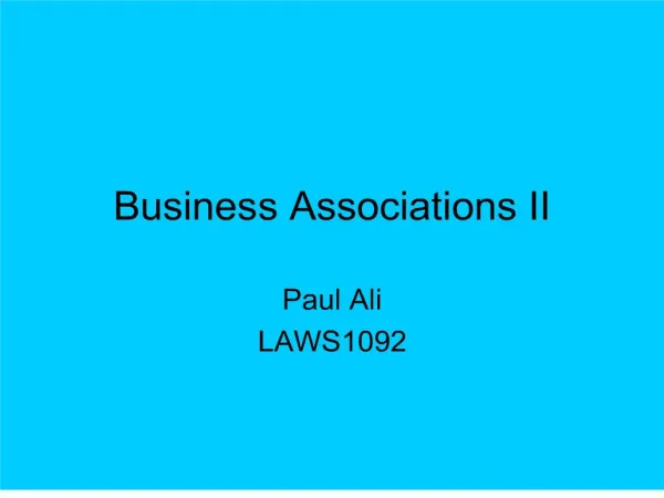 business associations ii