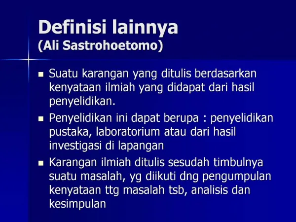 Definisi lainnya Ali Sastrohoetomo