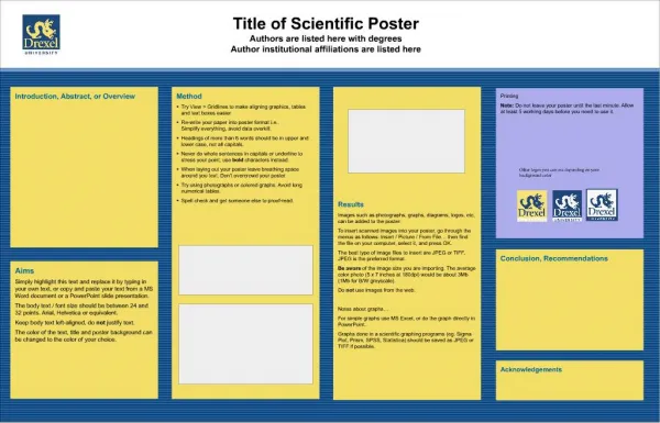 title of scientific poster authors are listed here with degrees author institutional affiliations are listed here