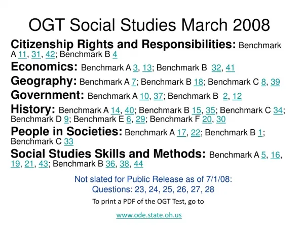OGT Social Studies March 2008