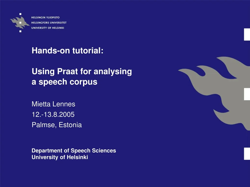 hands on tutorial using praat for analysing a speech corpus