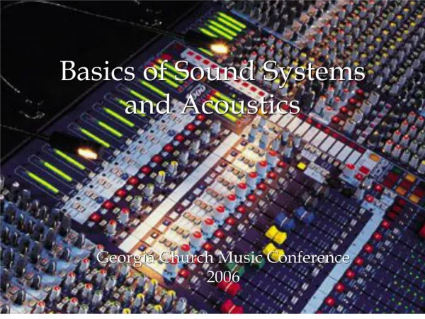 basics of sound systems and acoustics