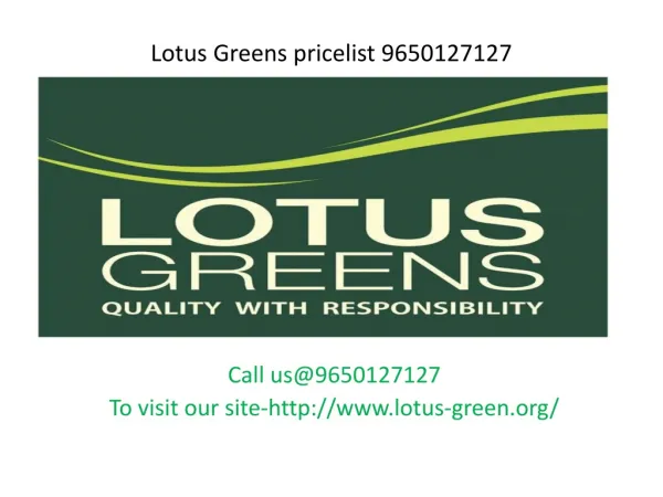 Lotus Greens Price list