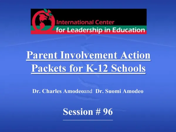 Parent Involvement Action Packets for K-12 Schools